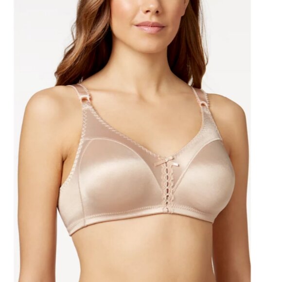 Bali Double Support Tailored Wireless Lace Up Front Bra 3820 - sz 38D 925109 - Picture 1 of 2